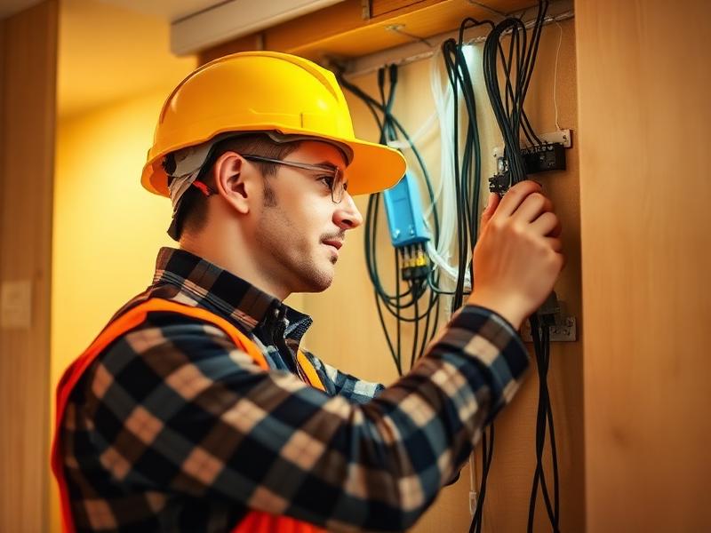 Electricista a domicilio realizando instalación eléctrica en Quito