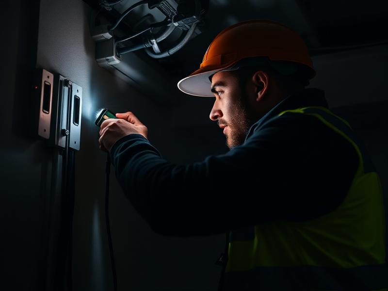 Electricista atendiendo emergencia eléctrica nocturna en Quito